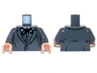 Torso Jacket and Striped Vest with String Tie Pattern / Dark Bluish Gray Arms / Light Nougat Hands