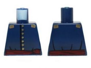 Torso Cavalry Uniform, 7 Buttons, Dark Red Sash and Gold Epaulettes Pattern