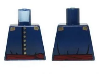 Torso Cavalry Uniform, 7 Buttons, Dark Red Sash and Gold Epaulettes Pattern