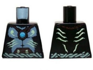 Torso Bare Sand Blue Chest, Rope Belt, Yellowish Green Markings with Dark Azure Round Jewel (Chi) Pattern