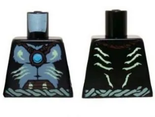 Torso Bare Sand Blue Chest, Rope Belt, Yellowish Green Markings with Dark Azure Round Jewel (Chi) Pattern