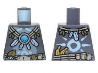 Torso Gorilla with Utility Belt, Feather and Vine Necklace with Dark Azure Round Jewel (Chi) Pattern