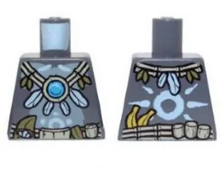 Torso Gorilla with Utility Belt, Feather and Vine Necklace with Dark Azure Round Jewel (Chi) Pattern