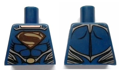 Torso Super Hero Costume with Black Muscles Outline, Dark Brown and Gold Superman 'S' Logo, Silver Trim, Oval Clasp Pattern