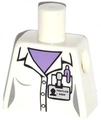 Torso Female Lab Coat, Medium Lavender Shirt and Pen, 'PROFESSOR C BODIN' Name Tag Pattern