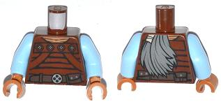 Torso SW Weequay Pattern / Bright Light Blue Arms / Medium Nougat Hands