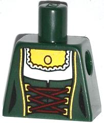 Torso Female Laced Corset with White Blouse and Gold Pendant Pattern