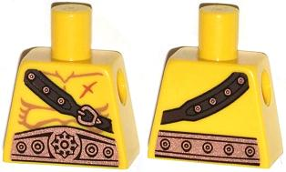 Torso Bare Chest with Muscles Outline, Scar, Copper Belt and Shoulder Strap Pattern