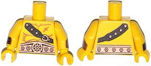 Torso Bare Chest with Muscles Outline, Scar, Copper Belt and Shoulder Strap Pattern / Yellow Arms with Wristbands / Yellow Hands