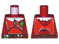 Torso SW Mandalorian Armor Plates Red with Holly and White Fur Collar Pattern (Santa Jango Fett)