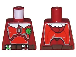 Torso SW Mandalorian Armor Plates Red with Holly and White Fur Collar Pattern (Santa Jango Fett)