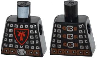 Torso Castle Dragon Knight Scale Mail with Dragon Shield, Buckles on Back Pattern