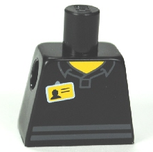 Torso Shirt with Collar and Dark Bluish Gray Stripes, Name Tag, Yellow Neck Pattern