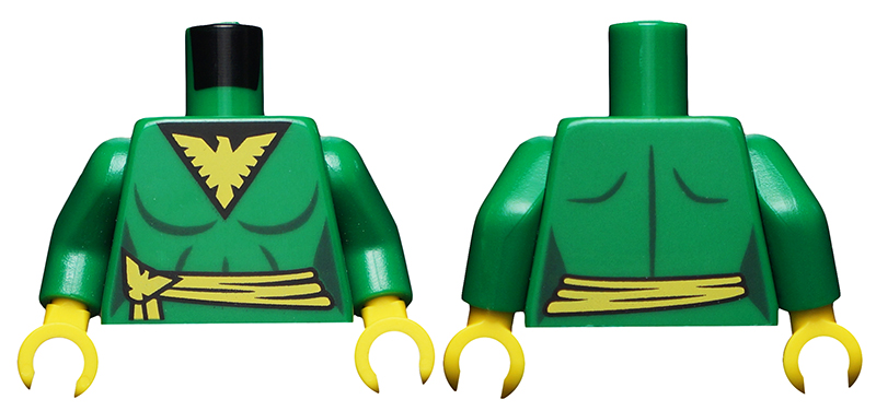 Torso Female Suit with Yellow Phoenix and Belt Pattern (Phoenix Jean Grey) / Green Arms / Yellow Hands