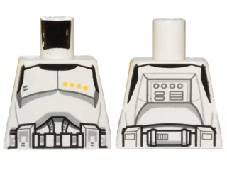Torso SW Armor Clone Trooper Commander Black Belt and Four Yellow Stars Pattern