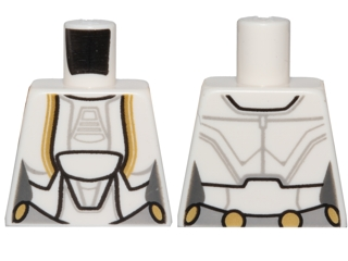 Torso SW Jedi Robe, Female with Gold Markings Pattern