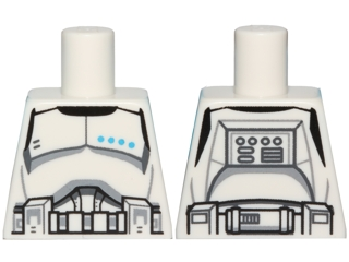 Torso SW Armor Clone Trooper Lieutenant Black Belt and Four Dark Azure Stars Pattern