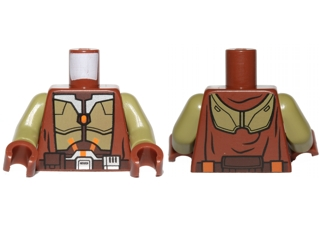 Torso SW Armor and Robe Jedi Knight Pattern / Olive Green Arms / Reddish Brown Hands