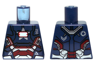 Torso Armor with '002', 'DANGER', White Rectangle and Silver and Red Plates Pattern