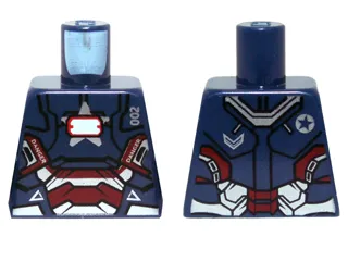 Torso Armor with '002', 'DANGER', White Rectangle and Silver and Red Plates Pattern