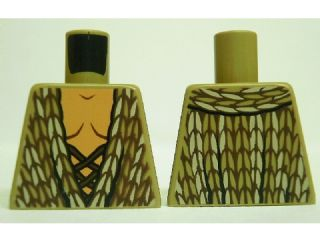 Torso LotR Vest with Woven Tan and Dark Tan Fabric and Dark Brown Laces Pattern