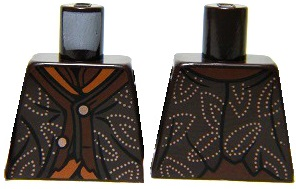 Torso LotR Coat Tattered with 2 Buttons, Dotted Leaves Pattern