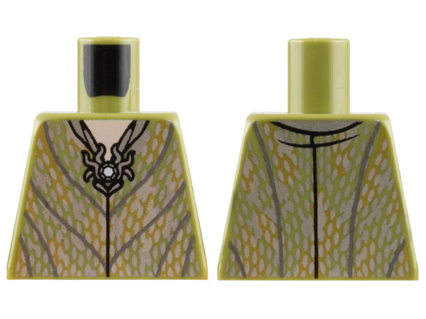 Torso Robe with Silver and Olive Green Chain Mail and Pendant Pattern