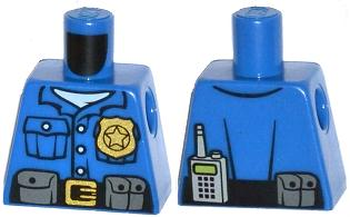 Torso Police Shirt with White Undershirt, Gold Badge and Buckle, Black Belt with Pouches on Front, Radio on Back Pattern