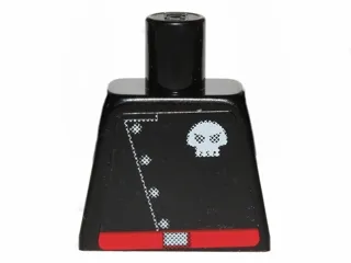 Torso Space Skull Logo with Diagonal Buttons and Red Belt Pattern (Sticker)