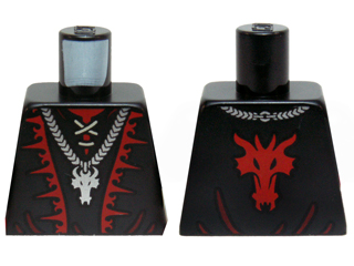 Torso Castle Dragon Wizard with Lace-up Shirt, Red Trim and Silver Dragon Head Chain Pattern