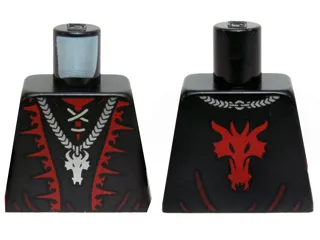 Torso Castle Dragon Wizard with Lace-up Shirt, Red Trim and Silver Dragon Head Chain Pattern
