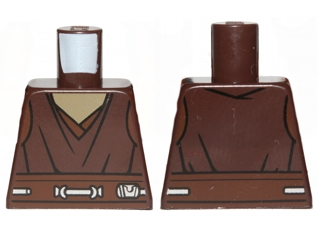 Torso SW Jedi Robe over Dark Tan Shirt, Reddish Brown Belt with Silver Lines and Details Pattern