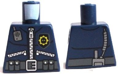 Torso Police 3 Zippers, Minifigure Head Badge, Radio and Belt with Pockets Pattern