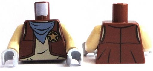 Torso Western Vest with Star Badge and Blue Bandana Pattern / Tan Arms / Light Bluish Gray Hands