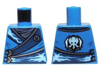 Torso Ninjago Robe with Silver Buckles and Lightning Power Emblem Pattern