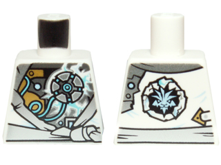 Torso Ninjago Robe with Exposed Mechanical Parts and Ice Power Emblem Pattern