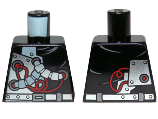 Torso Ninjago with Red Wires and Mechanical Parts Pattern