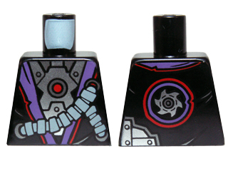 Torso Ninjago Robe with Purple Sash, Mechanical Parts and Silver Saw Blade Pattern