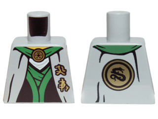 Torso Ninjago Robe with Green Sash, Asian Characters and Gold Snake Emblem Pattern