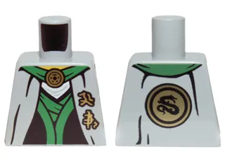 Torso Ninjago Robe with Green Sash, Asian Characters and Gold Snake Emblem Pattern