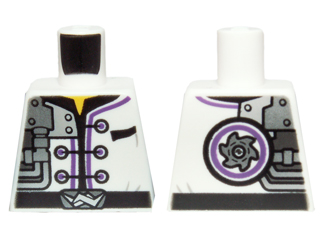 Torso Ninjago Robe with Three Black Clasps, Mechanical Parts and Silver Saw Blade Pattern