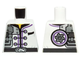 Torso Ninjago Robe with Three Black Clasps, Mechanical Parts and Silver Saw Blade Pattern