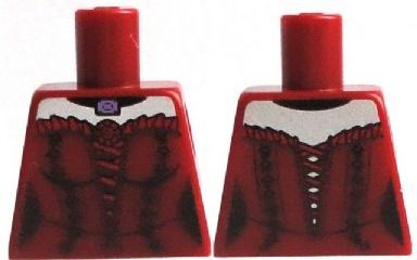 Torso Female Laced Corset with Red Frills and Pendant Pattern