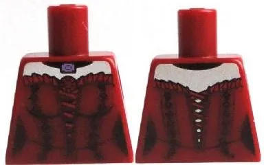 Torso Female Laced Corset with Red Frills and Pendant Pattern