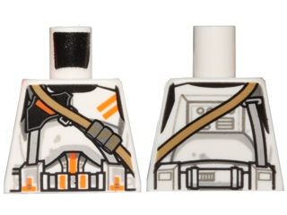 Torso SW Armor Clone Trooper with Orange Markings and Dark Tan Diagonal Belt Pattern