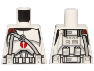 Torso SW Armor Clone Trooper with Dark Red Center Emblem, Gray Vertical and Diagonal Belts Pattern