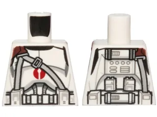 Torso SW Armor Clone Trooper with Dark Red Center Emblem, Gray Vertical and Diagonal Belts Pattern