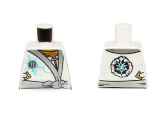 Torso Ninjago Robe with Silver Sash and Ice Power Emblem Pattern