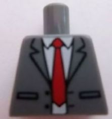 Torso Suit Jacket Unbuttoned with Lapels, Pockets, White Shirt, and Red Tie Pattern