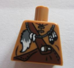 Torso Leather Shirt with Reddish Brown Overalls and Feathers and Tail Pattern